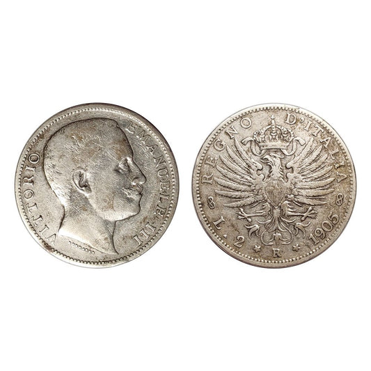 Vittorio Emanuele III – 2 Lire – Aquila Sabauda – 1905 – BB-