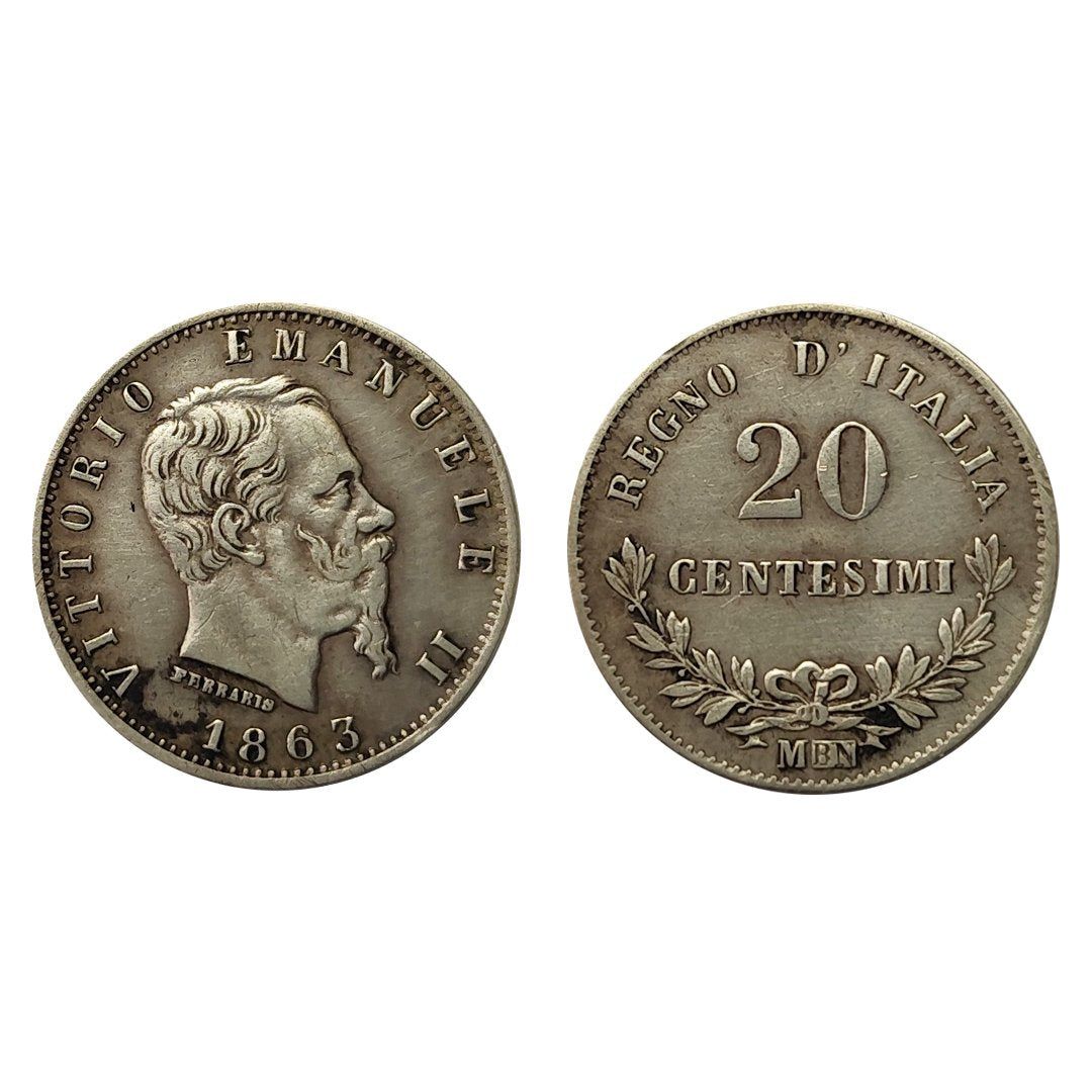 Vittorio Emanuele II – 20 Centesimi Valore 1863 – Milano – BB/SPL