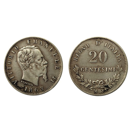 Vittorio Emanuele II – 20 Centesimi Valore 1863 – Milano – BB/SPL